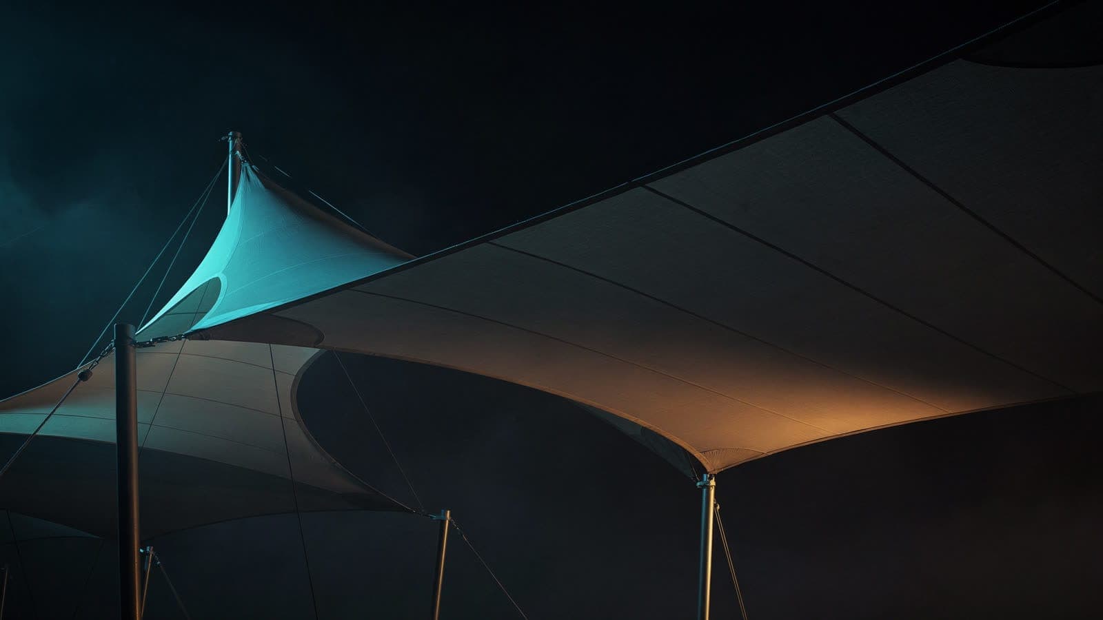 Big Top case study artwork: a lit exhibition canopy