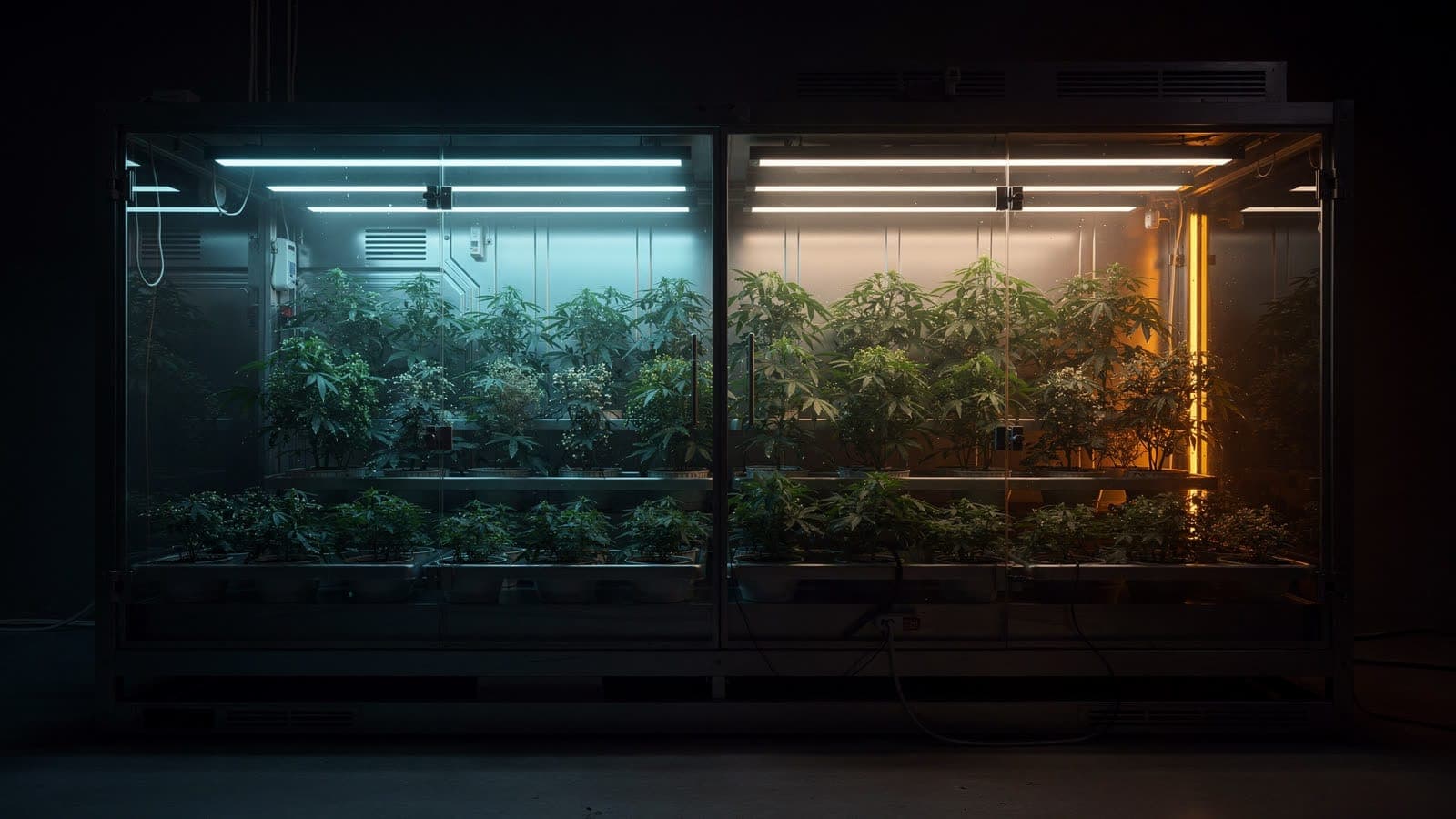 Conviron case study artwork: a lit growth chamber