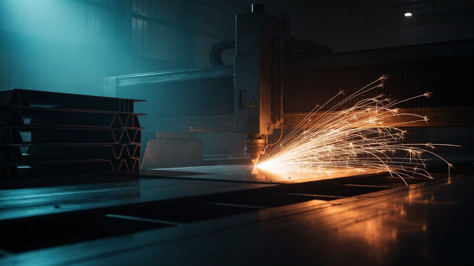 Factur case study artwork: sparks from industrial fabrication
