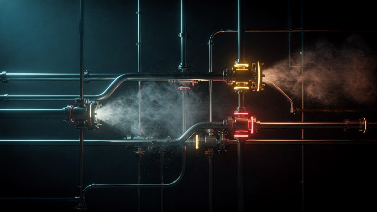MES Fire case study artwork: light streaming through a machine