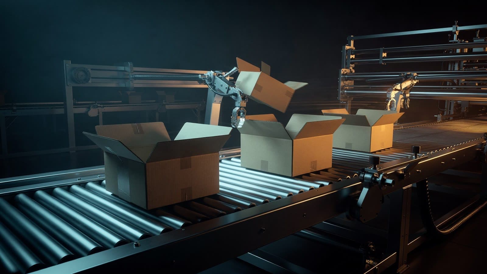 Pearson Packaging case study artwork: packaging line in motion