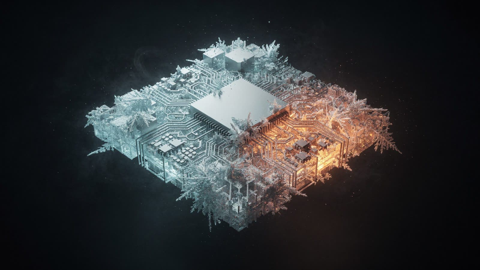 Phononic case study artwork: crystalline cooling structure
